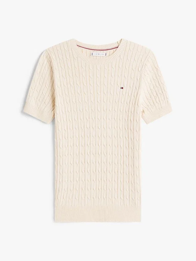 Short-Sleeve Cable Knit Sweater Short-Sleeve Cable Knit Sweater