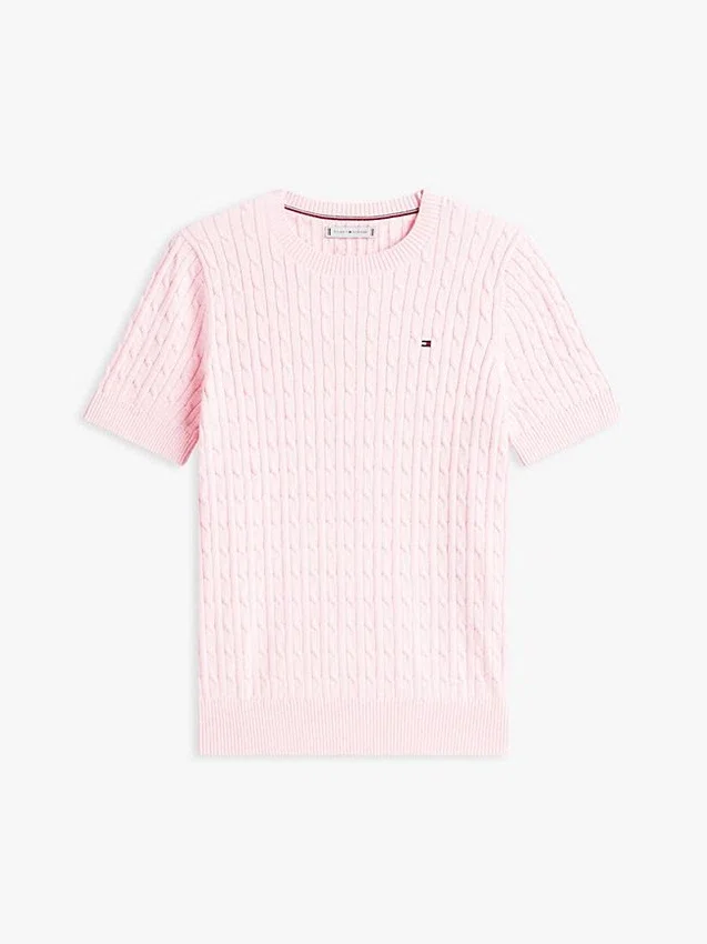 Short-Sleeve Cable Knit Sweater Short-Sleeve Cable Knit Sweater