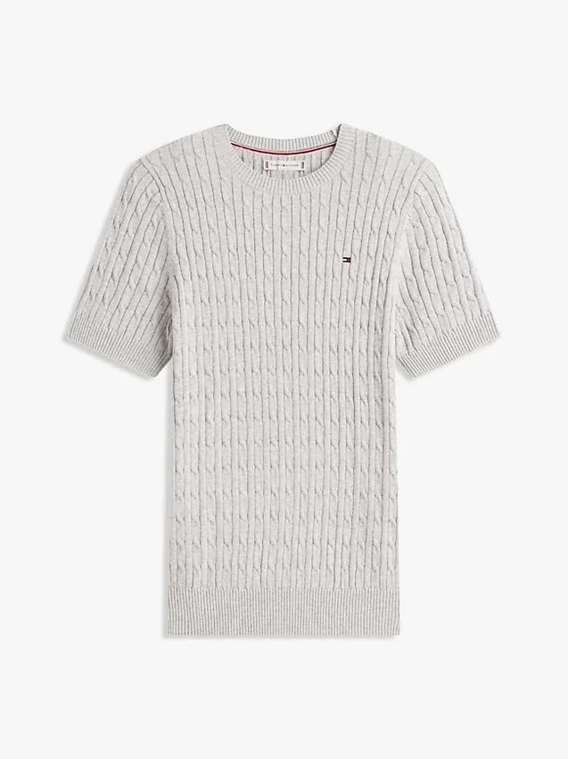 Short-Sleeve Cable Knit Sweater Short-Sleeve Cable Knit Sweater