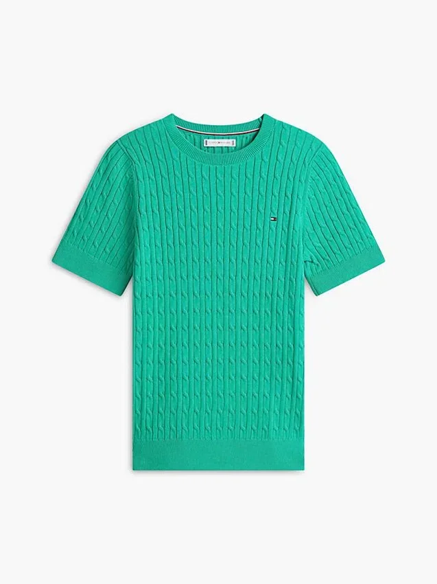 Short-Sleeve Cable Knit Sweater Short-Sleeve Cable Knit Sweater