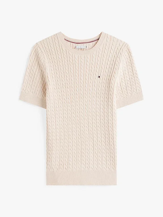 Short-Sleeve Cable Knit Sweater Short-Sleeve Cable Knit Sweater