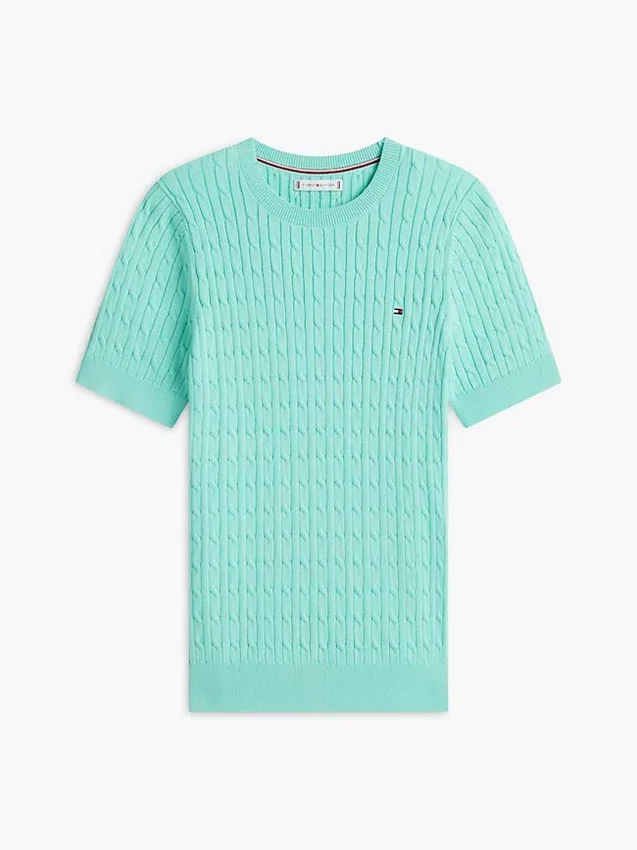 Short-Sleeve Cable Knit Sweater Short-Sleeve Cable Knit Sweater