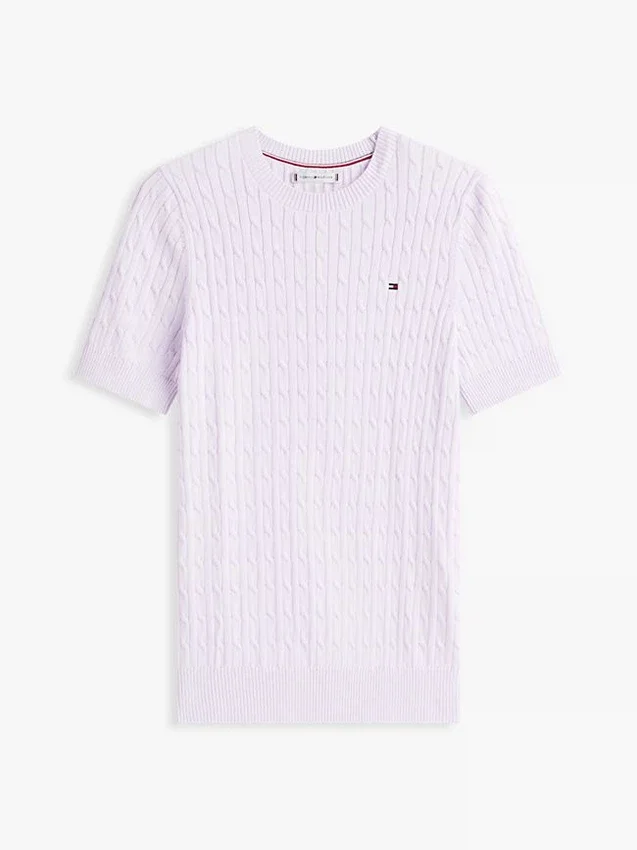 Short-Sleeve Cable Knit Sweater Short-Sleeve Cable Knit Sweater