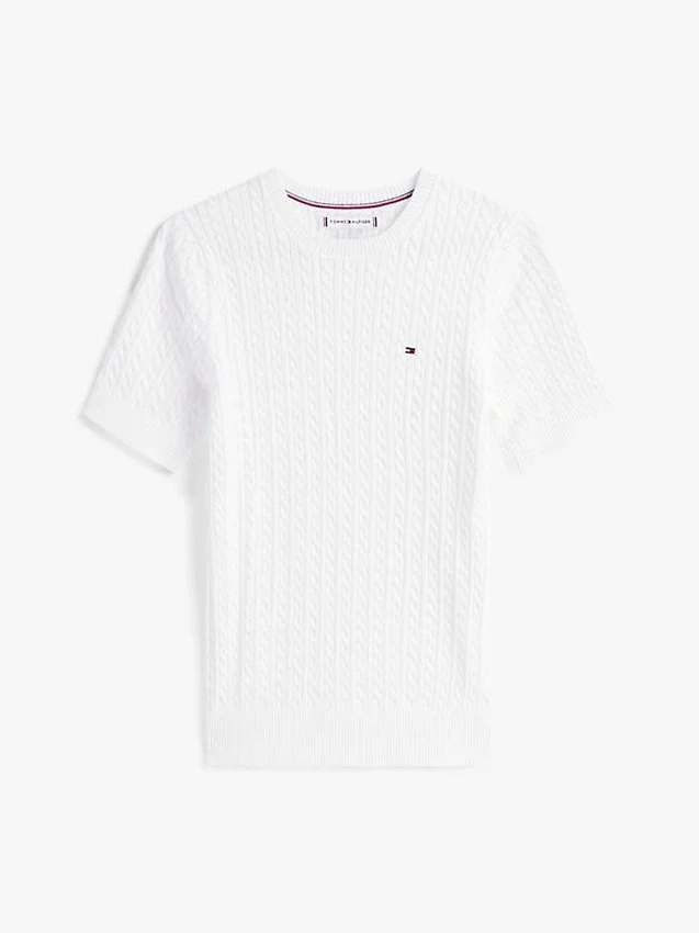 Short-Sleeve Cable Knit Sweater Short-Sleeve Cable Knit Sweater