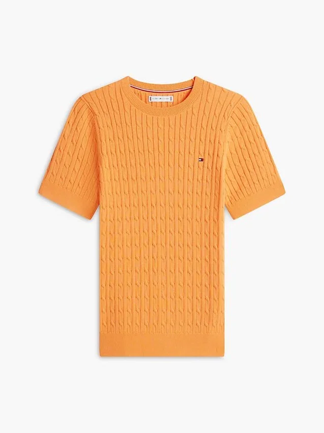 Short-Sleeve Cable Knit Sweater Short-Sleeve Cable Knit Sweater