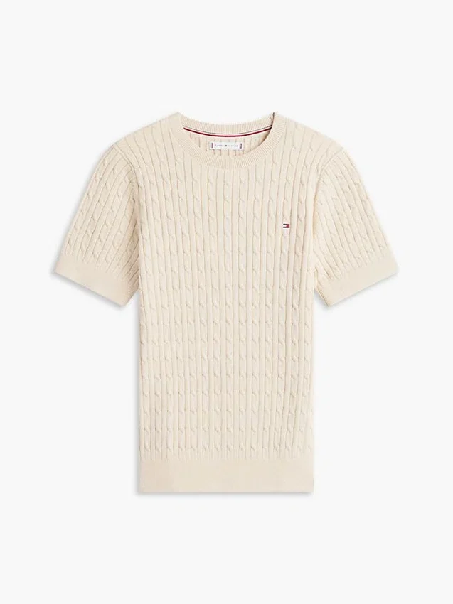 Short-Sleeve Cable Knit Sweater Short-Sleeve Cable Knit Sweater