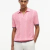 Short-Sleeve Cable Knit Sweater Polo Short-Sleeve Cable Knit Sweater Polo