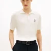 Short-Sleeve Cable Knit Sweater Polo