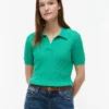 Short-Sleeve Cable Knit Sweater Polo Short-Sleeve Cable Knit Sweater Polo