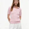 Short-Sleeve Cable Knit Sweater Polo Short-Sleeve Cable Knit Sweater Polo