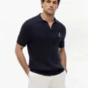 Short-Sleeve Cable Knit Sweater Polo