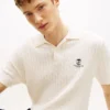 Short-Sleeve Cable Knit Sweater Polo