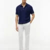 Short-Sleeve Cable Knit Sweater Polo