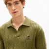 Short-Sleeve Cable Knit Sweater Polo