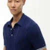 Short-Sleeve Cable Knit Sweater Polo