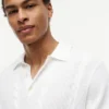 Short-Sleeve Cable Knit Sweater Polo