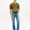 Short-Sleeve Cable Knit Sweater Polo