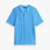 Short-Sleeve Cable Knit Sweater Polo Short-Sleeve Cable Knit Sweater Polo