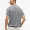 Short-Sleeve Cable Knit Sweater Polo