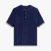 Short-Sleeve Cable Knit Sweater Polo