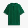 Short-Sleeve Cable Knit Sweater Polo