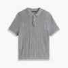 Short-Sleeve Cable Knit Sweater Polo