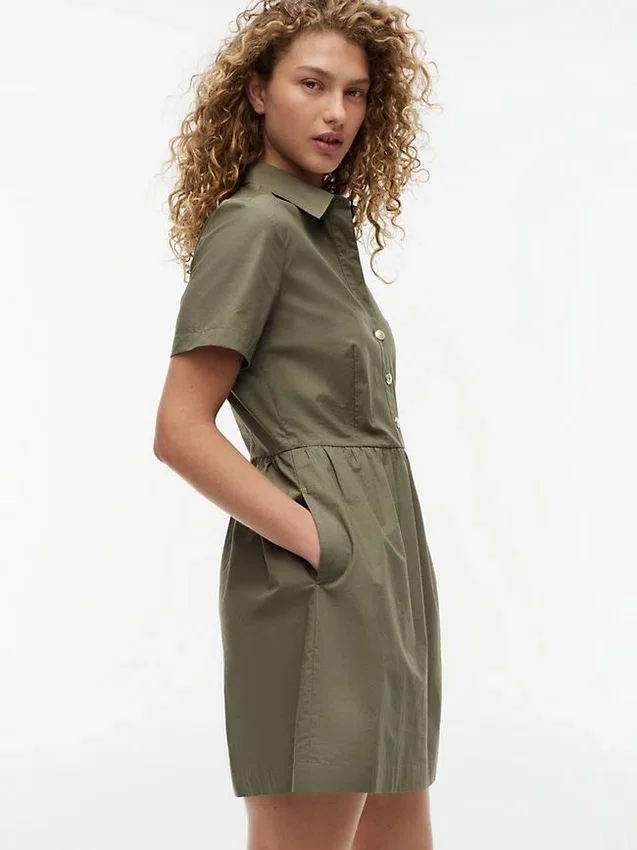 Short-Sleeve Gold-Button Dress Short-Sleeve Gold-Button Dress