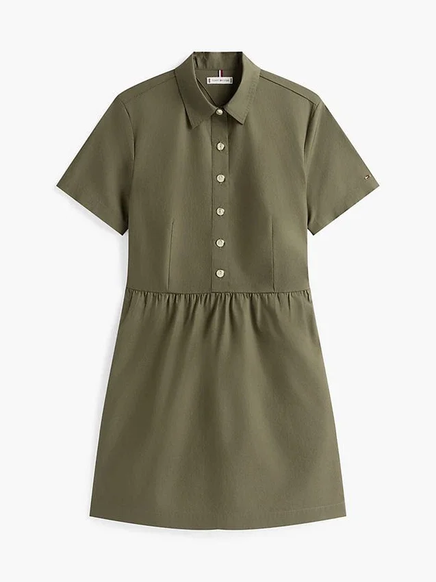 Short-Sleeve Gold-Button Dress Short-Sleeve Gold-Button Dress