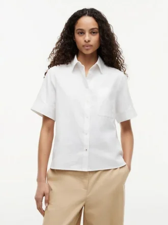 Short-Sleeve Linen-Blend Shirt