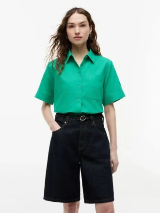 Short-Sleeve Linen-Blend Shirt