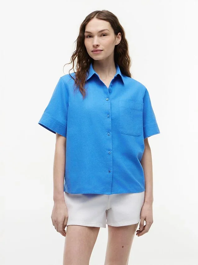 Short-Sleeve Linen-Blend Shirt Short-Sleeve Linen-Blend Shirt