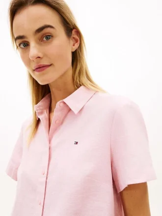 Short-Sleeve Linen-Blend Shirt
