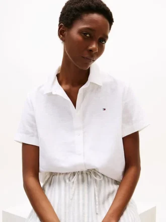 Short-Sleeve Linen-Blend Shirt