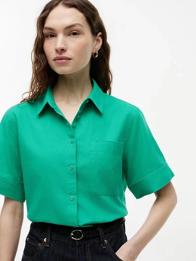Short-Sleeve Linen-Blend Shirt Short-Sleeve Linen-Blend Shirt