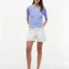 Short-Sleeve Mixed-Knit Cardigan Short-Sleeve Mixed-Knit Cardigan