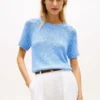Short-Sleeve Open-Knit Sweater