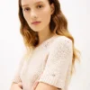 Short-Sleeve Open-Knit Sweater