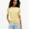 Short-Sleeve Pointelle Pocket Sweater Short-Sleeve Pointelle Pocket Sweater