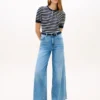 Short-Sleeve Stripe Cable Knit Henley