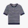 Short-Sleeve Stripe Cable Knit Henley