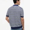 Short-Sleeve Stripe Waffled Sweater Polo