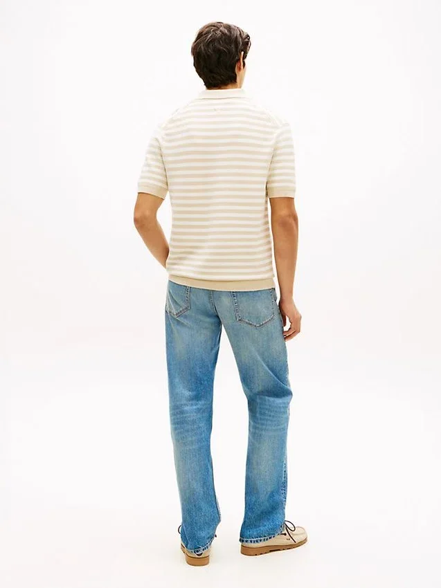 Short-Sleeve Stripe Waffled Sweater Polo Short-Sleeve Stripe Waffled Sweater Polo