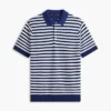 Short-Sleeve Stripe Waffled Sweater Polo