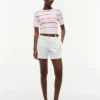 Short-Sleeve Striped Cable Knit Sweater Short-Sleeve Striped Cable Knit Sweater