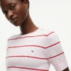 Short-Sleeve Striped Cable Knit Sweater Short-Sleeve Striped Cable Knit Sweater