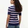 Short-Sleeve Striped Cable Knit Sweater Short-Sleeve Striped Cable Knit Sweater