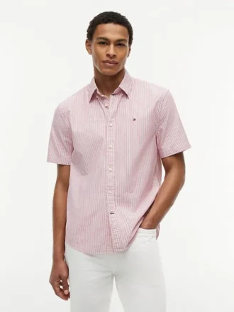 Short-Sleeve Striped Oxford Shirt