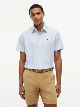 Short-Sleeve Striped Oxford Shirt