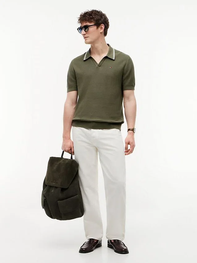 Short-Sleeve Tipped Sweater Polo Short-Sleeve Tipped Sweater Polo