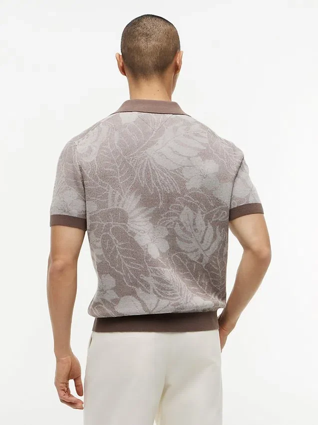 Short-Sleeve Tropical Print Sweater Polo Short-Sleeve Tropical Print Sweater Polo